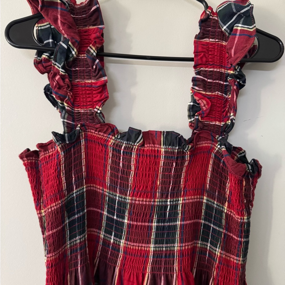 Hill House Red and Navy Plaid Smocked Dress